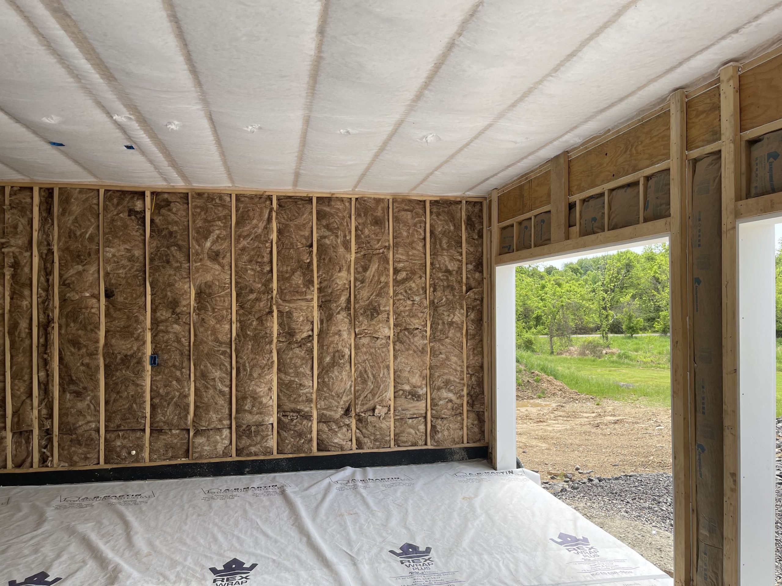 in progress garage insulation installation