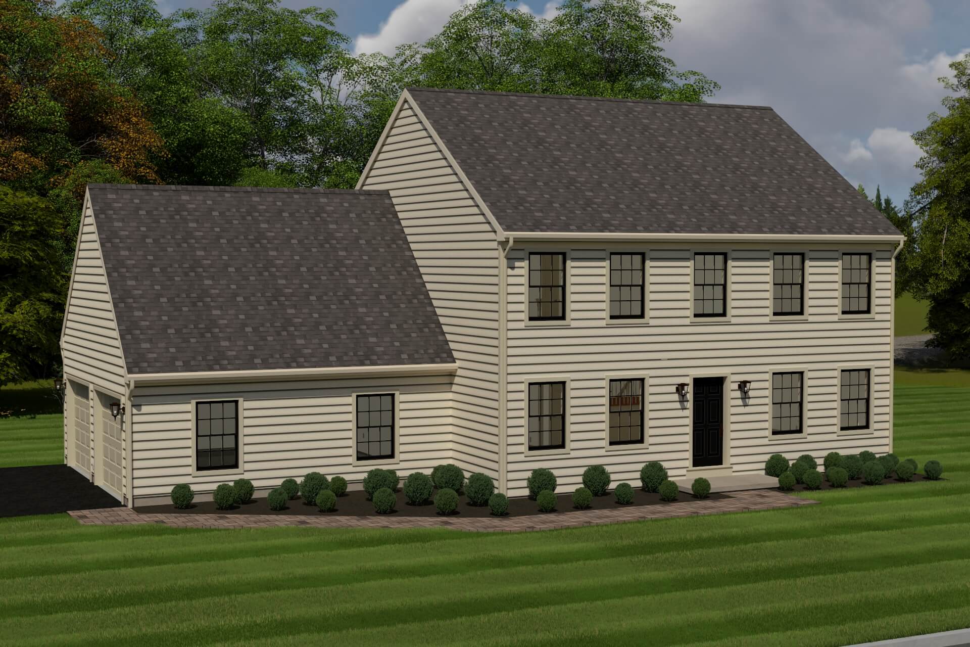 aerial view of the frankford 2 home 3d render