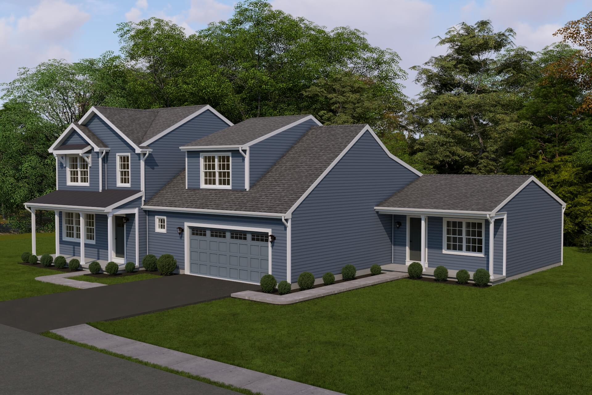 aerial view of the newfield home