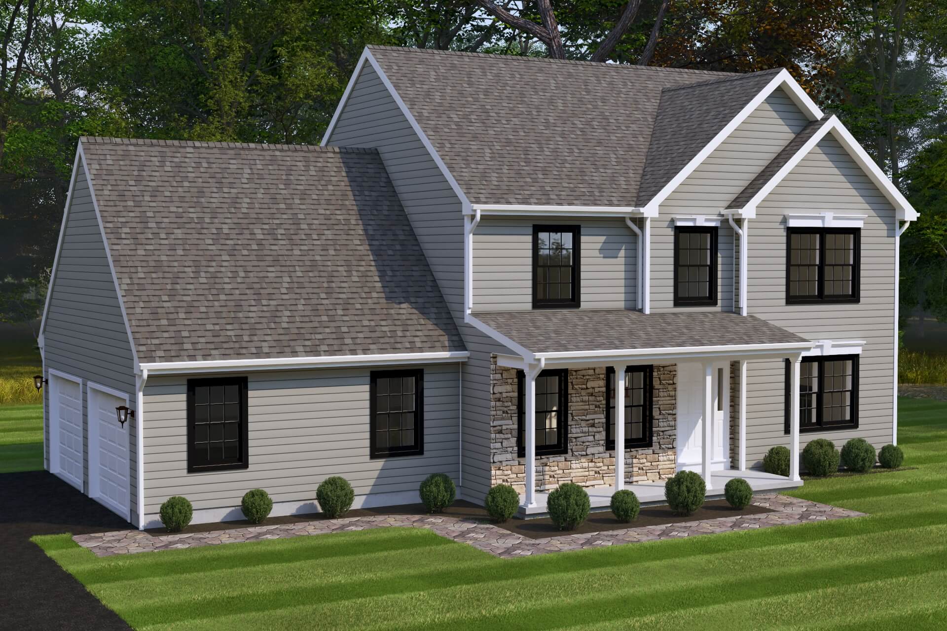 aerial view of the stafford floor plan with four bedrooms